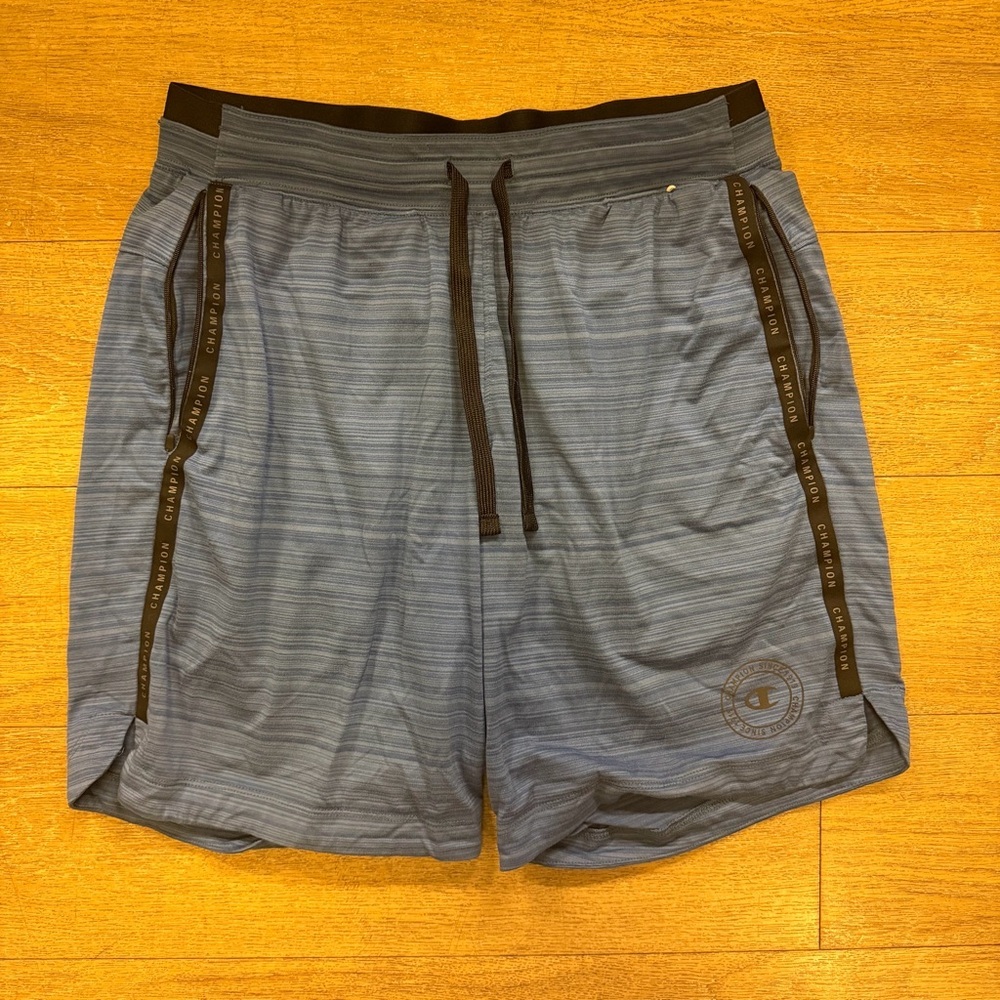 Champion Men's Striped Blue Athletic Shorts men size medium
